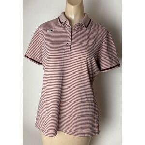 RADMOR Womens L Michele Tailored Pique Stripe Golf/Athletic Polo Shirt Pink
